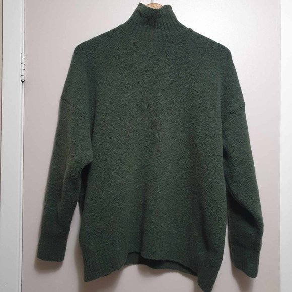 ZARA Wool Blend Turtleneck Sweater - S - Khaki Green - Picture 2 of 4